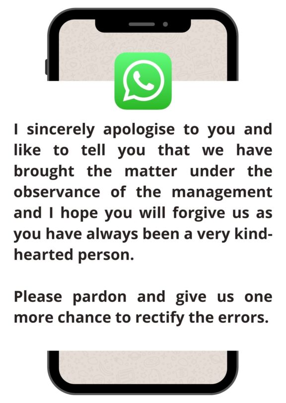 Sorry - Brought to attention of management